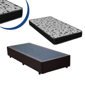 Cama Box Solteiro Colchão Espuma D33 + Box Marrom Sintético 44x88x188