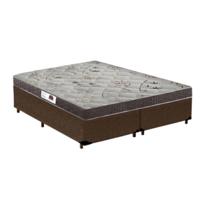 Cama Box King Colchão Molas Ensacadas + Box Bipartido Marrom Suede 54x198x203