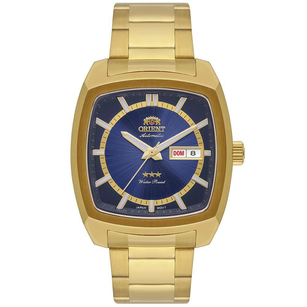 Relógio ORIENT masculino automático azul quadrado F49GG031 D1KX