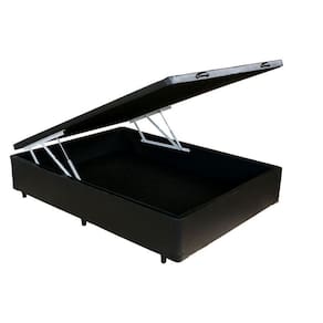 Cama Box Baú casal preto suede 138X188x39 cm