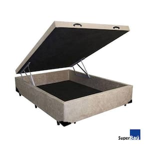 Cama Box Baú casal sintetico bege 138X188x39