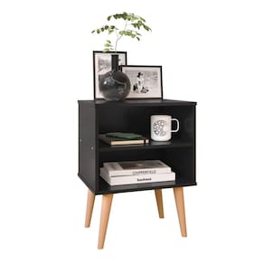 Mesa de Cabeceira Pequena Prateleira Nicho Decorativo Apoio Lateral Cama Quarto Casal Solteiro - Preto - RPM Móveis