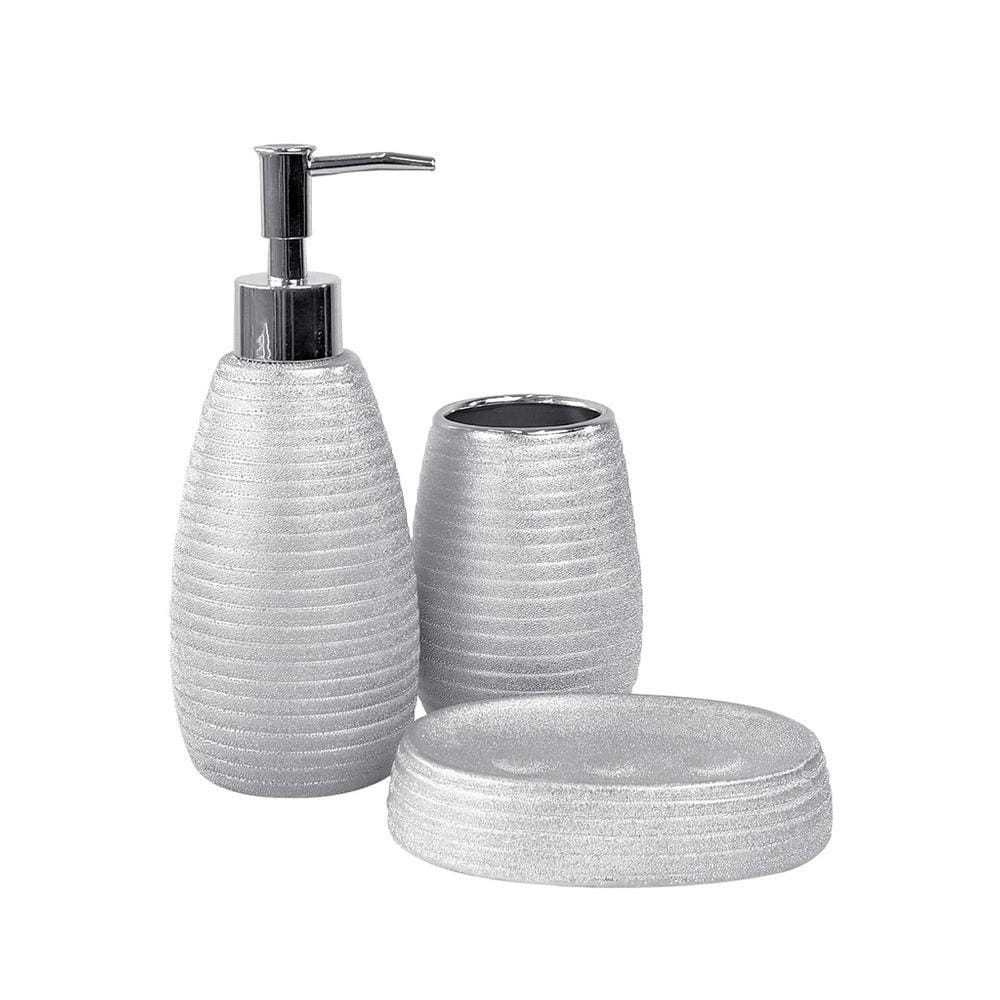 Jogo De Banheiro De Cerâmica Com 3 Peças 350ml