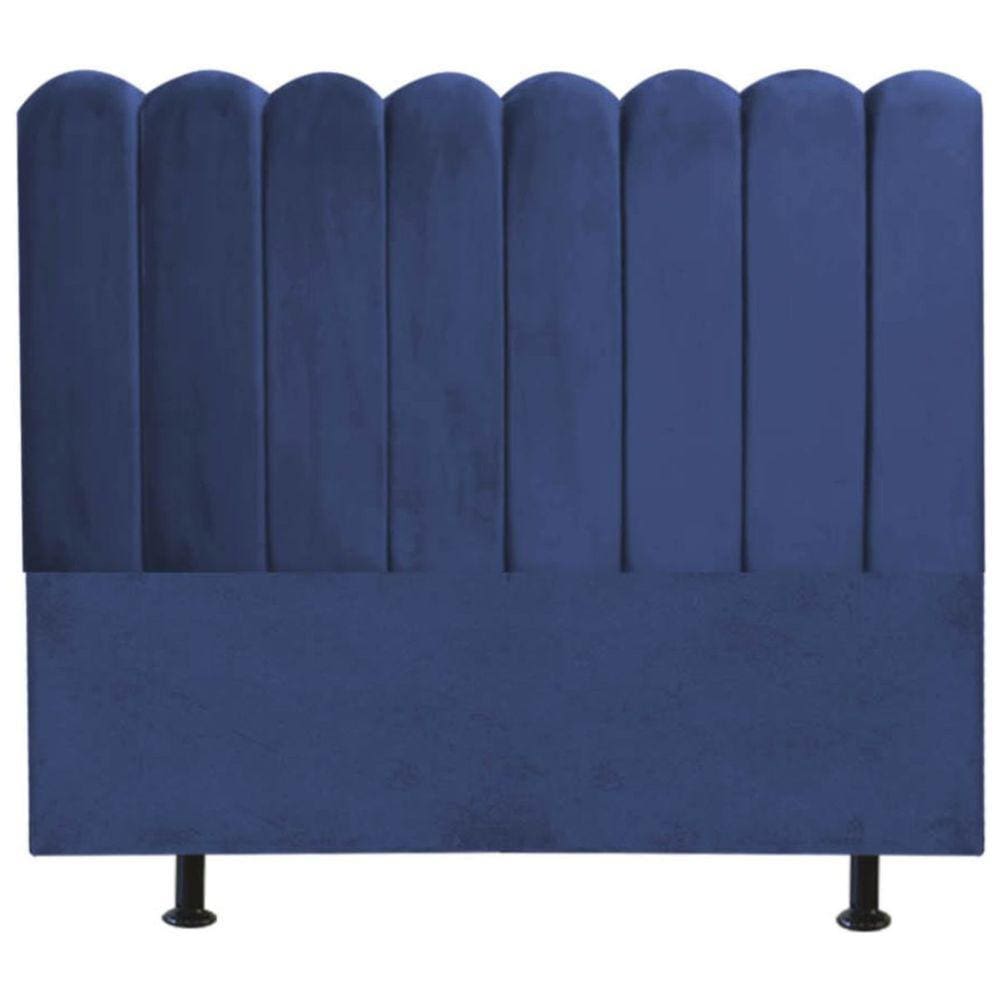 Cabeceira Nuvem Cama Queen 160 cm Alanis Suede Azul Marinho