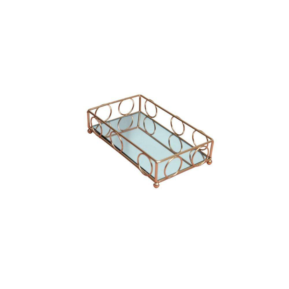 Bandeja De Metal Espelhada Retangular De Vidro 20x12.5cm