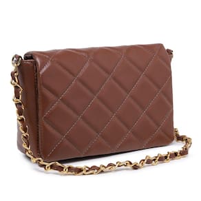 Bolsa Feminina Moda Casual Alça Corrente Transversal Costura Reforçada Fecho Imã Dia a Dia