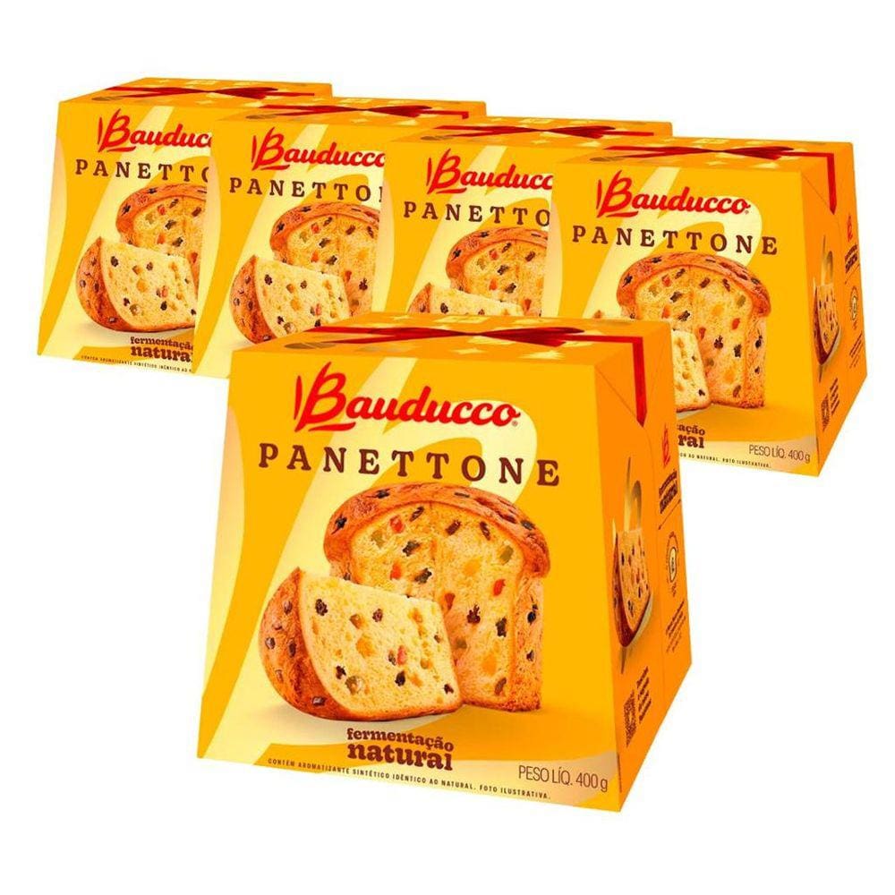 Panetone Bauducco Tradicional Frutas 5 Panettones de 400g