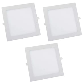 Kit 3 Paineis de Led Plafon Embutir 12w Quadrado Branco Quente 3000k