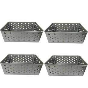 Cesto Organizador Premium Cinza 123Organizei 19x13,5cm