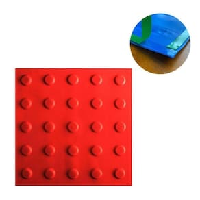 Conjunto 10 Pisos Táteis PVC Adesivo Vermelho 25x25cm