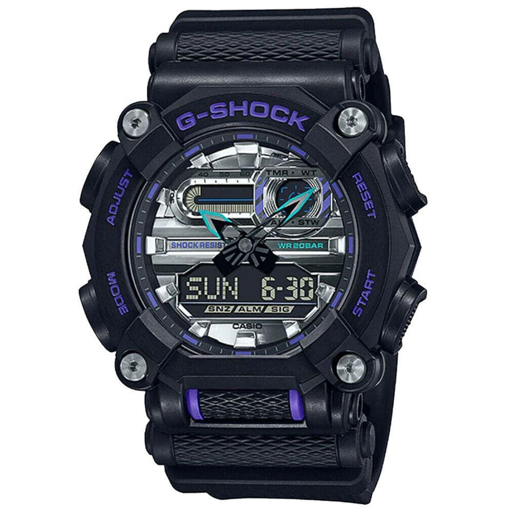 Relógio CASIO G-SHOCK masculino preto roxo GA-900AS-1ADR