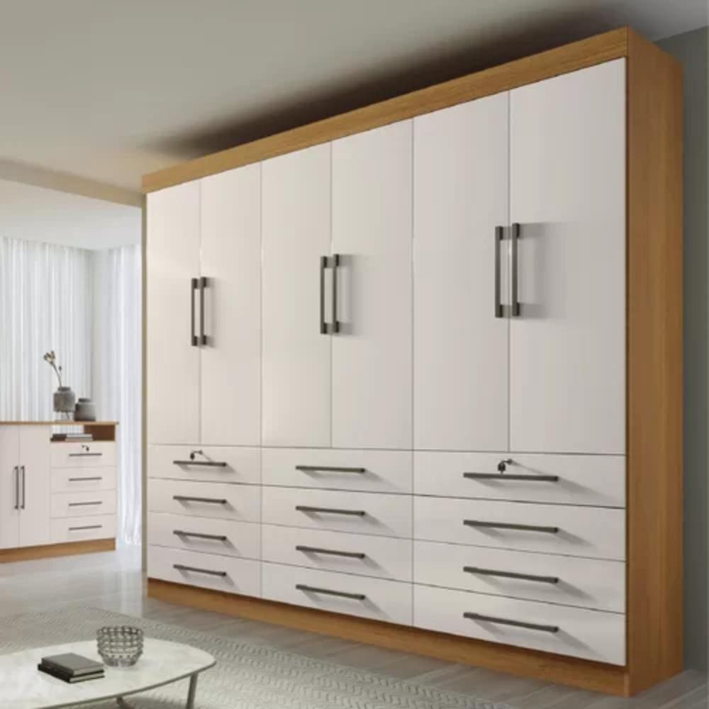 Guarda Roupa 6 Portas Mônaco Cinamomo com Off white D`Doro