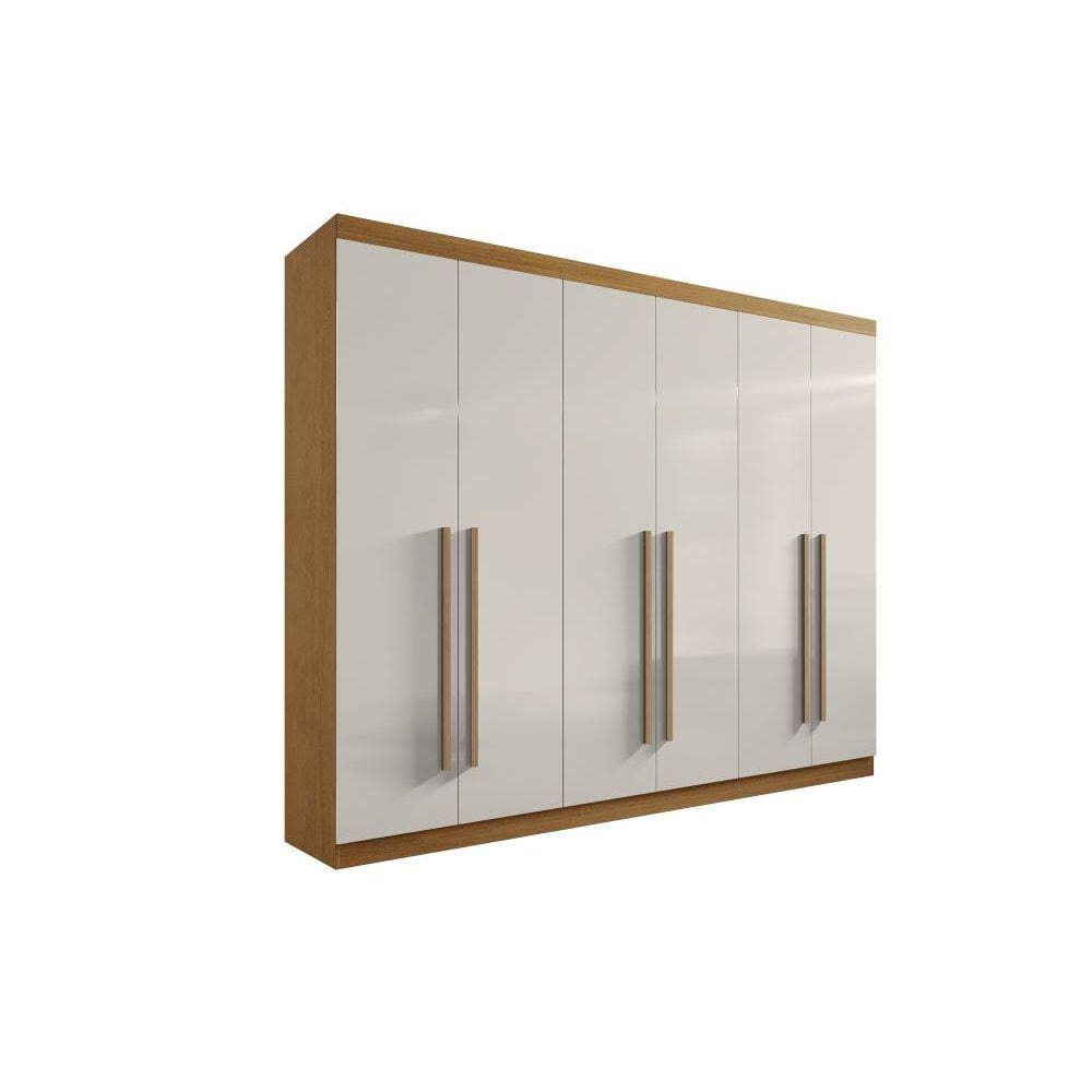 Guarda Roupa 6 Portas Da Vinci Plus Cinamomo com Off white D`Doro