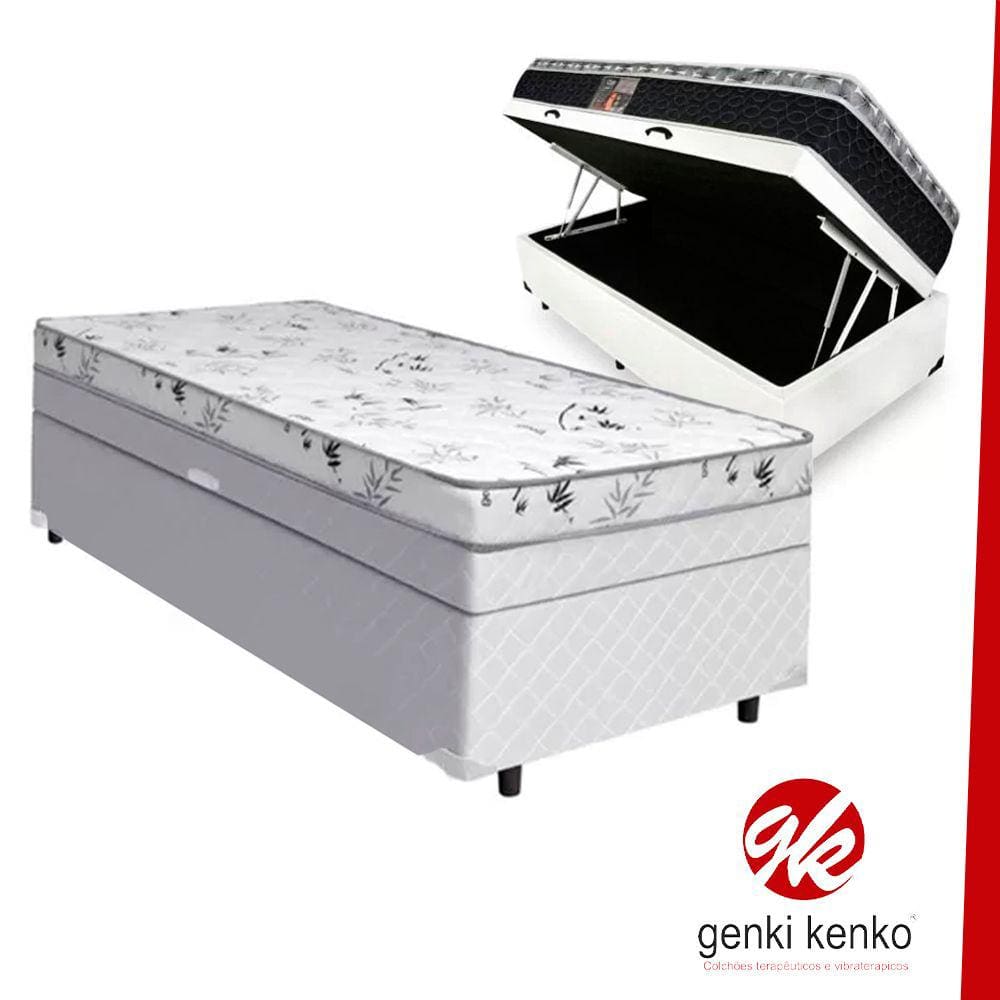 Cama Solteiro Box Baú Conjugada Com Mola Poliester