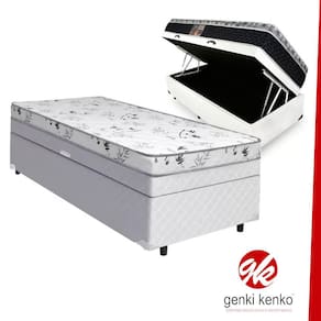 Cama Solteiro Box Baú Conjugada Com Mola Poliester