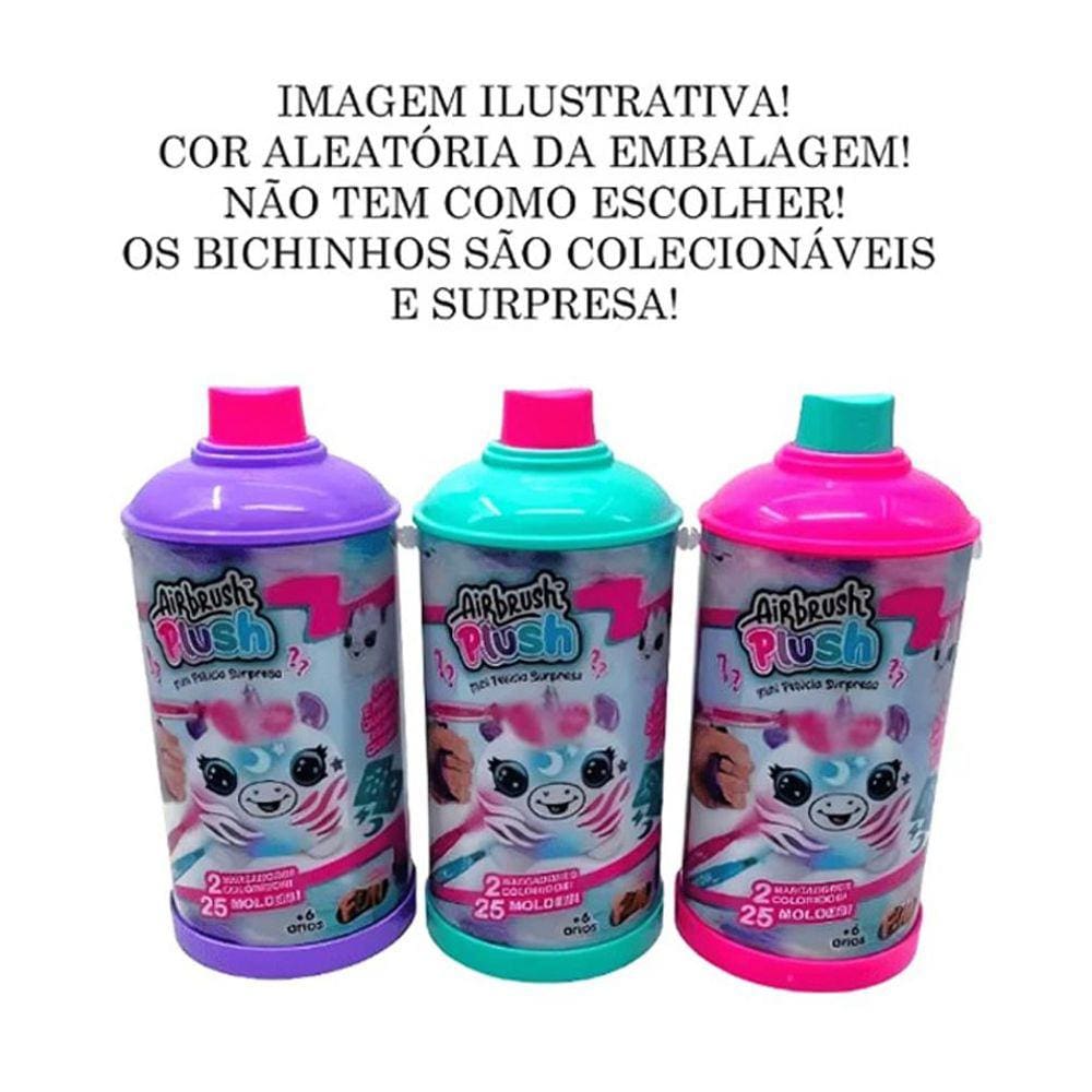Mini Pelúcia na Lata Para Pintar Airblush Plush - Surpresa