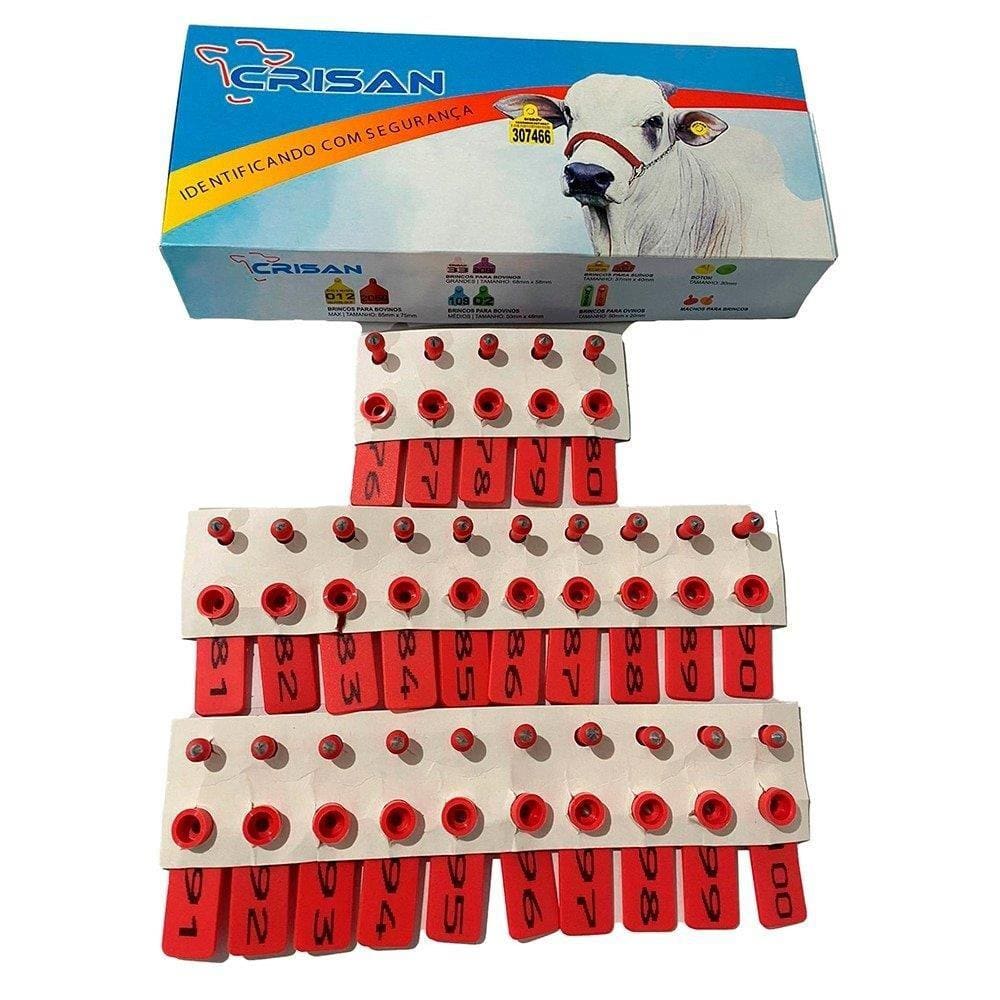 Brinco de Identificação Ovino Crisan Vermelho - 76 a 100
