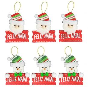 Kit 3 Papai Noel E 3 Boneco De Neve Feliz Natal Pelúcia 12cm