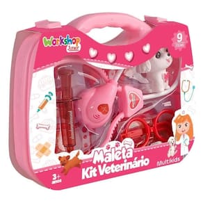 Maleta Kit Veterinário Workshop Jr - 9 Peças - Multikids
