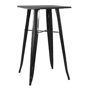 Mesa Alta De Bar Iron Tolix 60 X 60cm Preto Semibrilho Preto