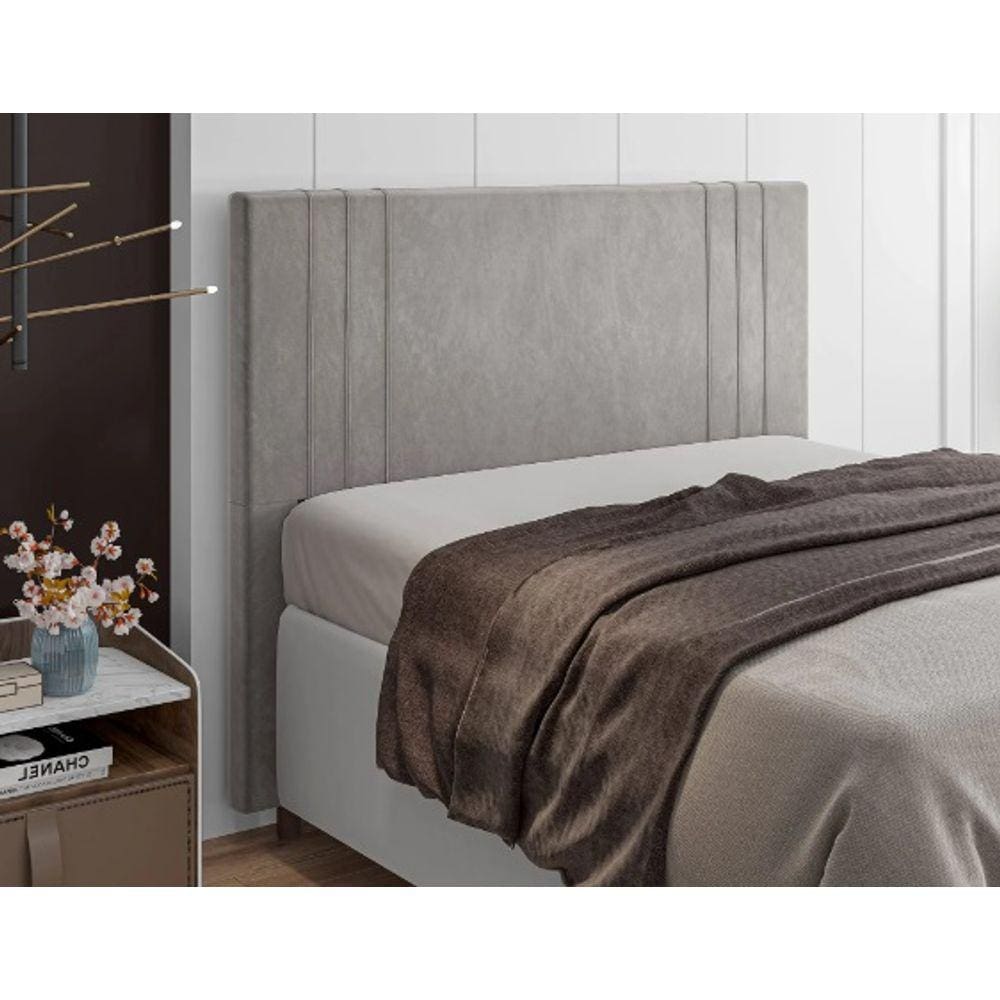 Cabeceira Box Solteiro 0,90cm Cinza Claro Ferrara Italian Flex