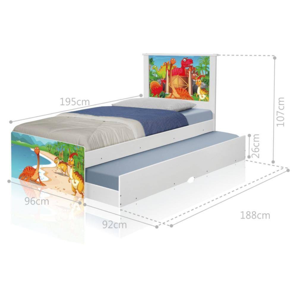 Bicama Juvenil Adesivada Terra dos Dinossauros com Colchões