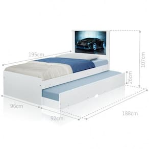 Cama Bibox Solteiro Carro Raio com Colchões