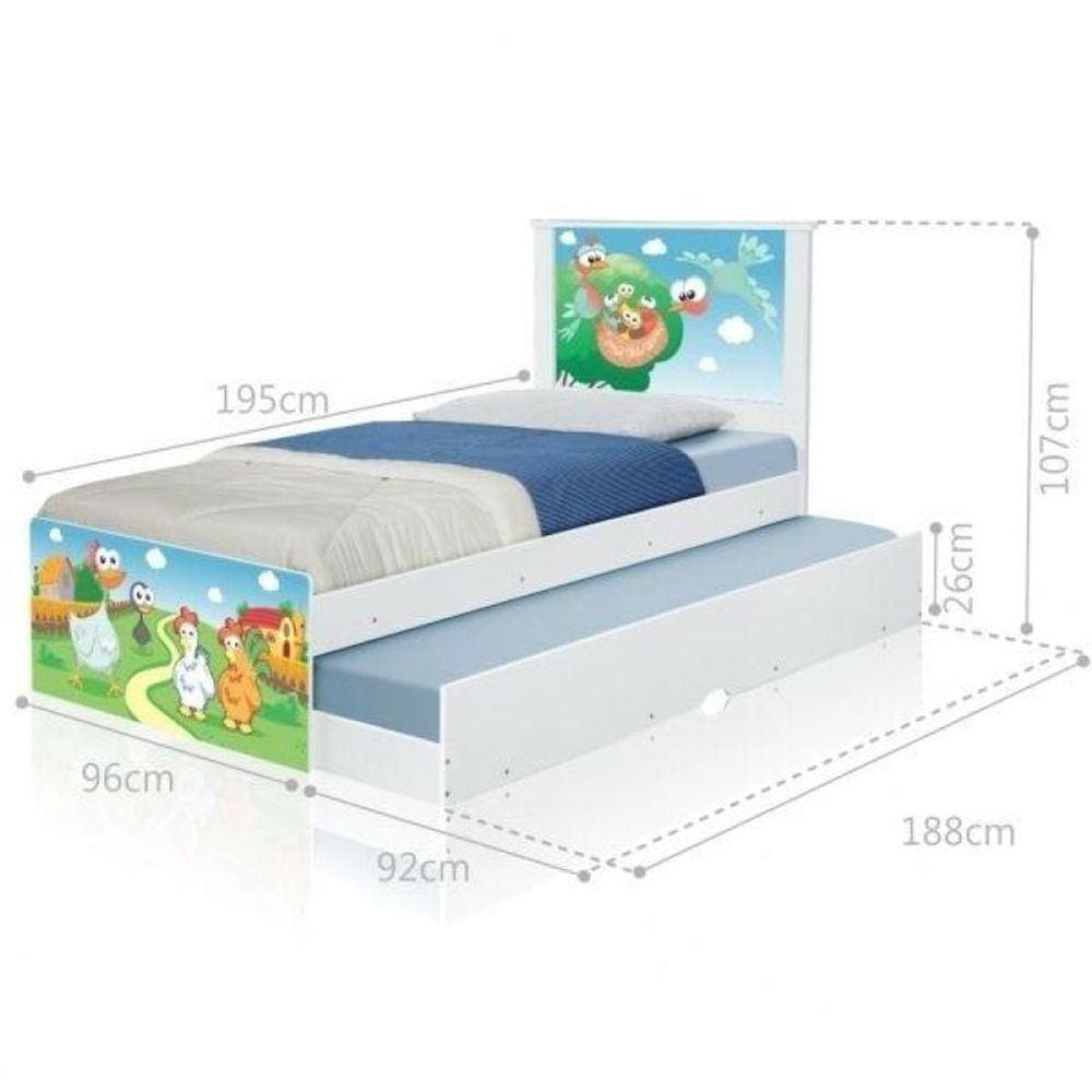 Cama Bicama Juvenil Adesivada Fazendinha com Colchões