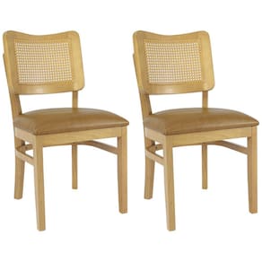 Kit 2 Cadeira Decorativa Canela Tela Tingida Pes Madeira Amendoa Nacc