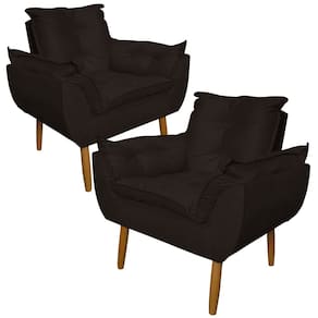 Kit 2 Poltronas Decorativa para Sala de Estar Opala Suede Marrom - Montanaris Decor