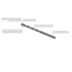 Broca Metal Duro p/ Concreto 8mmx120mm Cortag 62294 - 5 Peças