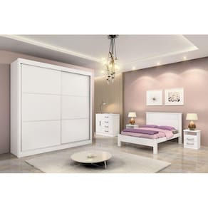 Guarda Roupa Casal 2 Portas 6 Gavetas - Cancun-Branco - Móveis D`Doro