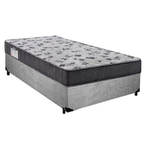 Cama Box Solteiro Suede + Colchão De Espuma D33 - Sereneprime - 88cm cinza