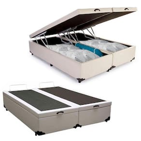 Cama Box Baú King Bipartido Sintético Sereneprime Branco 192x203x44