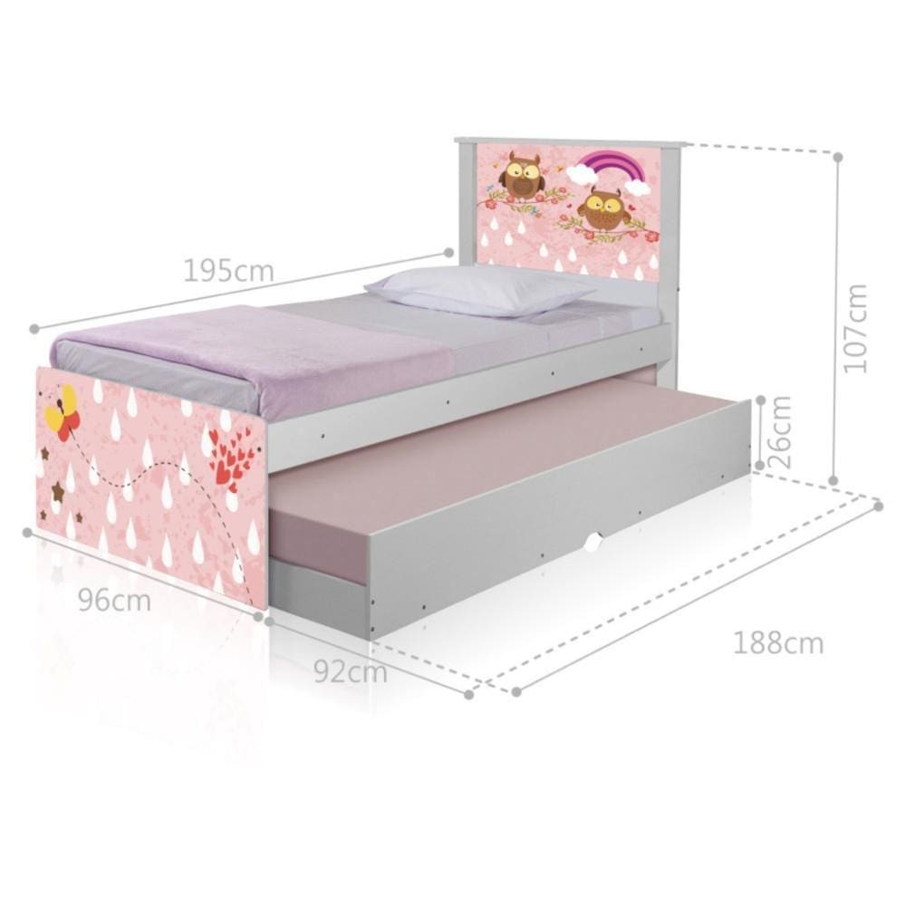 Bicama Juvenil Adesivada Corujinhas Borboletas