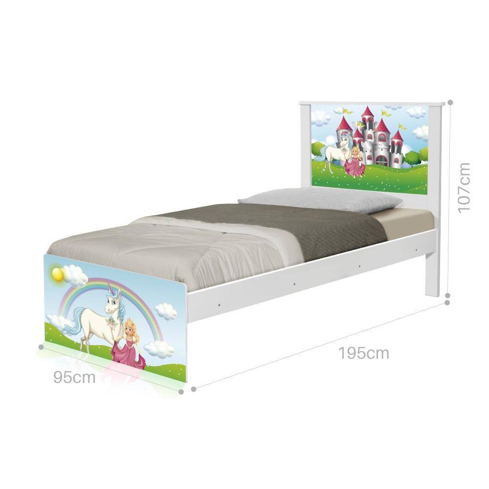 Cama Solteiro Adesivada Princesancantada com Colchão
