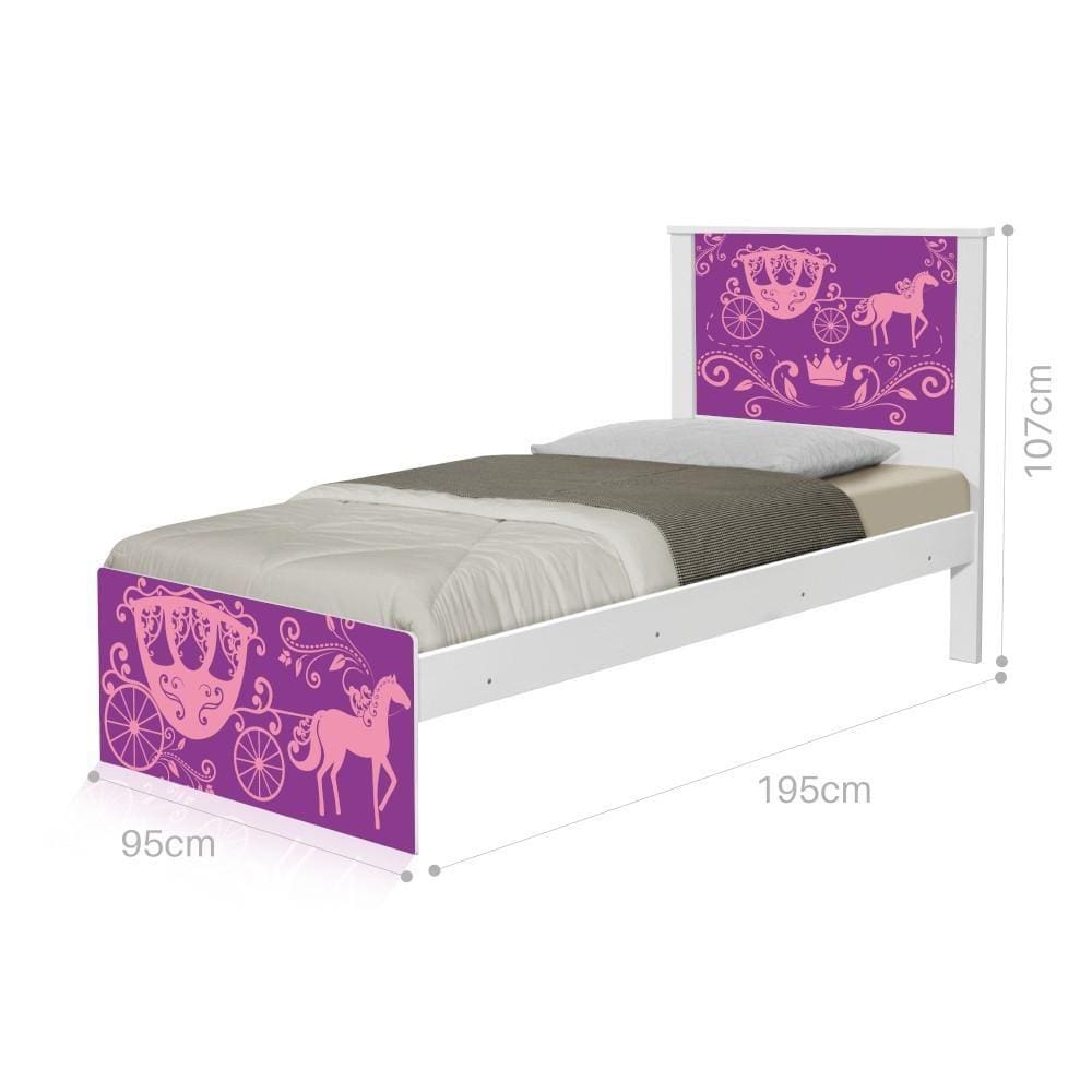 Cama Solteiro Adesivada Carruagem Princesa