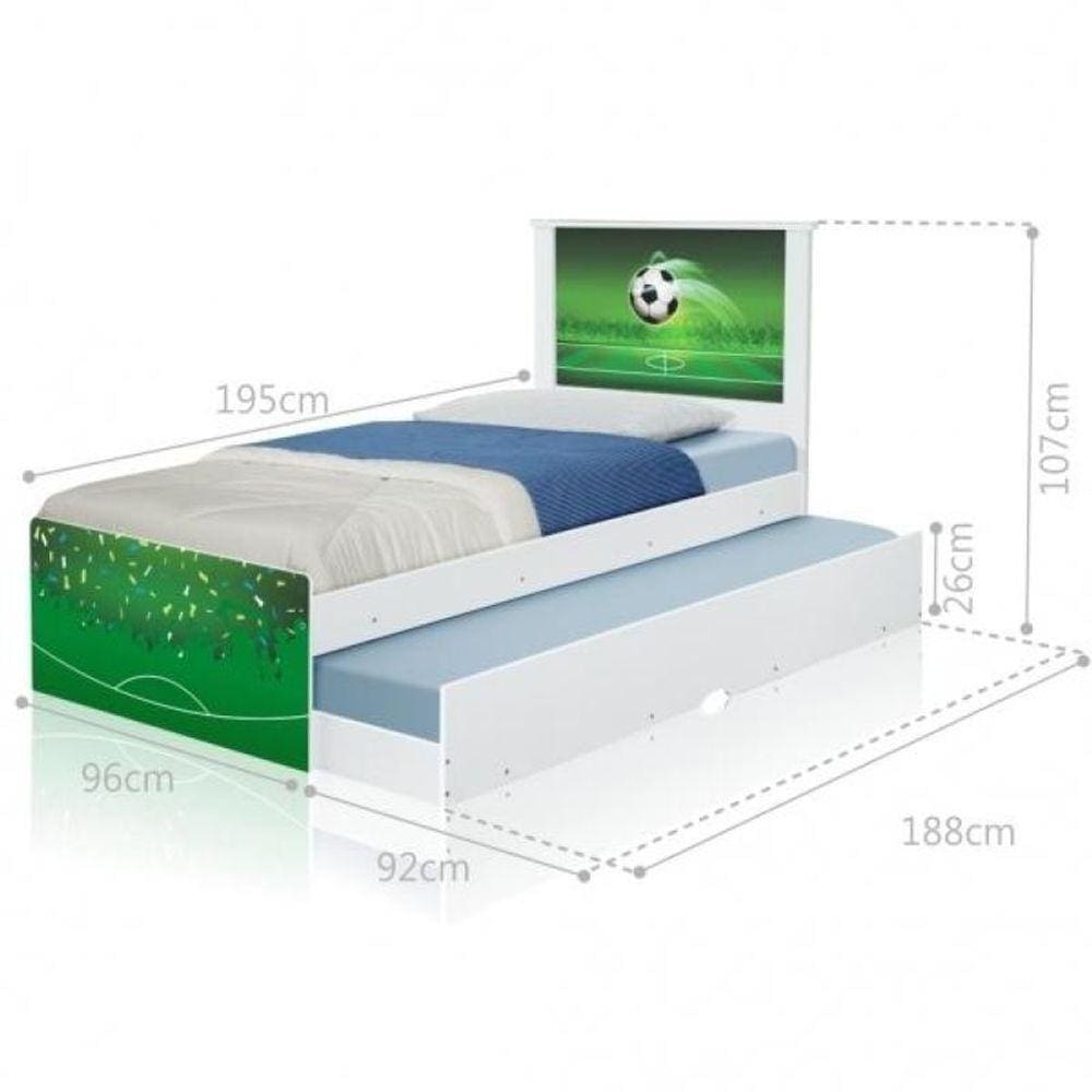 Cama Bicama Juvenil Adesivada Copa Futebol com Colchões