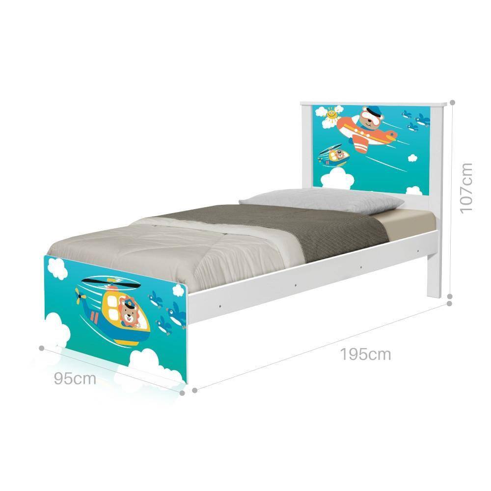Cama Solteiro Adesivada Patrulha Animal com Colchão