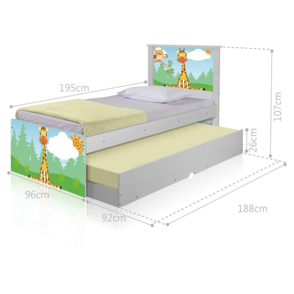 Bicama Juvenil Adesivada Safari Girafa