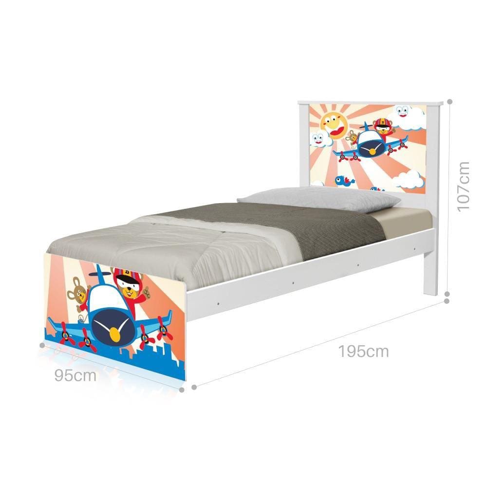 Cama Solteiro Adesivada Patrulha Ursinhos com Colchão