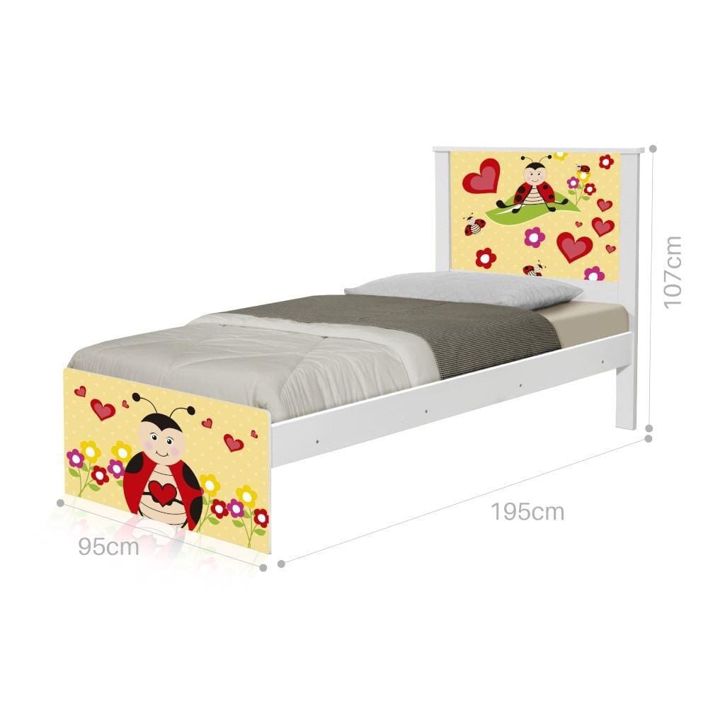 Cama Solteiro Adesivada Joaninha