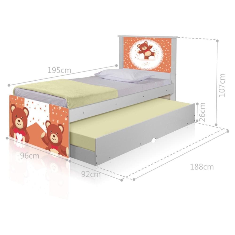 Bicama Juvenil Adesivada Ursinhos de Pelúcia com Colchões