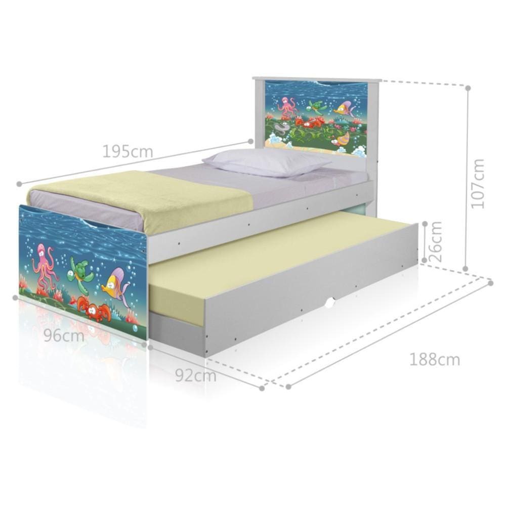 Bicama Juvenil Adesivada Fundo do Mar