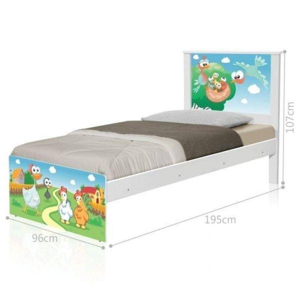 Cama Solteiro Adesivada Fazendinha com Colchão