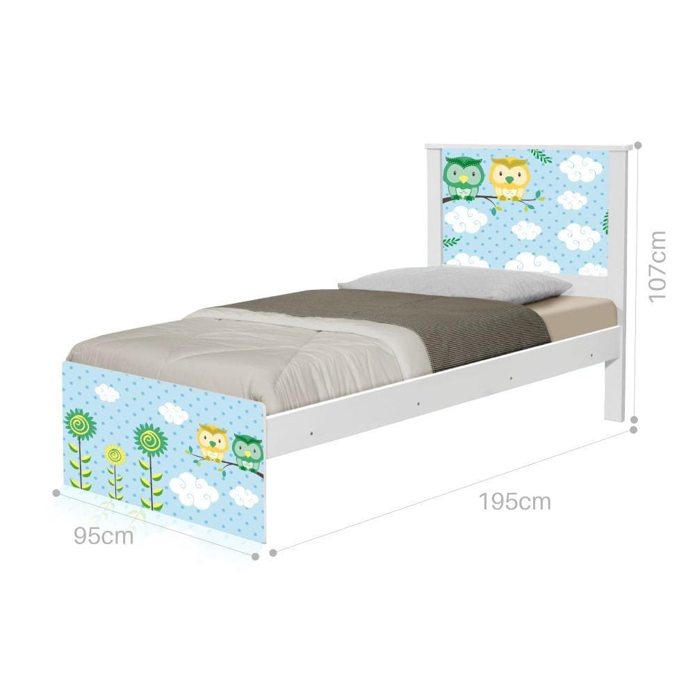 Cama Solteiro Adesivada Corujinhas