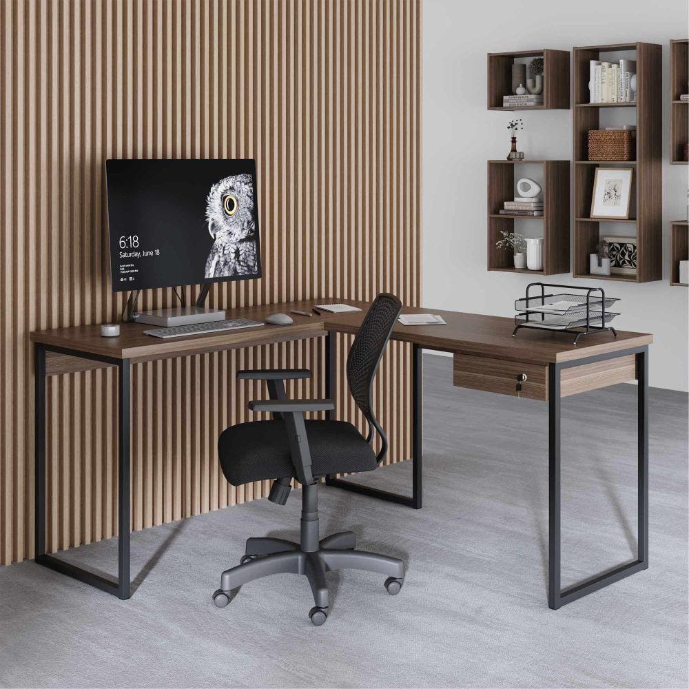 Mesam L com 1 Gavetas Ferv