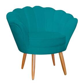 Poltrona Decorativa para Sala de Estar Charm Suede Azul Turquesa - Montanaris Decor