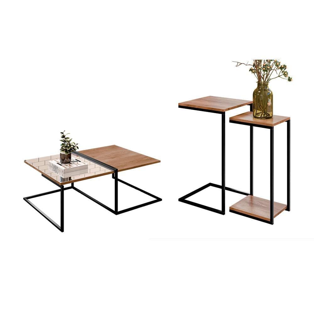 Conjunto Mesa de Centro e Mesas Laterais Taiwan