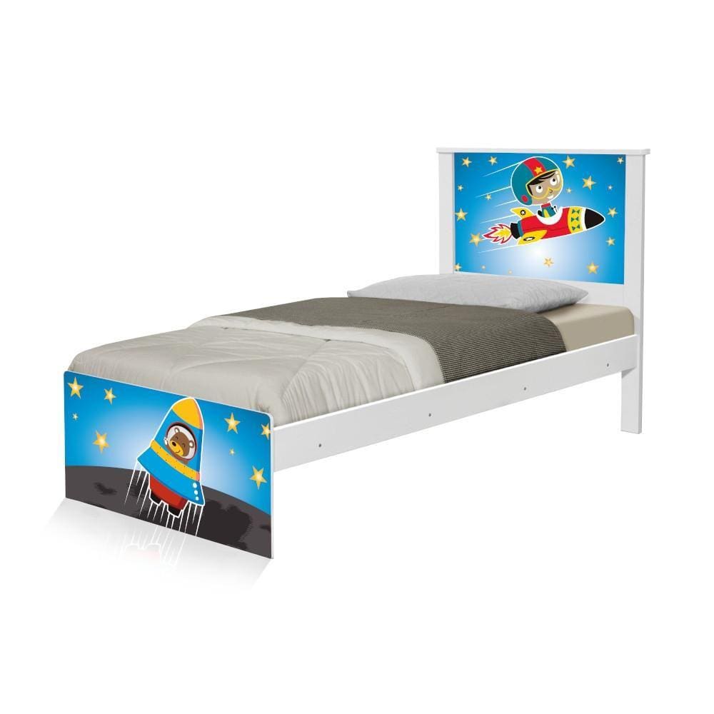 Cama Solteiro Adesivada Astronauta com Colchão